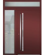 Porte à charnières LIM en aluminium avec fenêtre latérale gauche et supérieure (vue de l'extérieur)