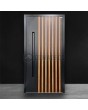 Porte extérieure en aluminium noir à lames verticales en profilés d'aluminium