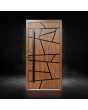Porte d'entrée moderne en aluminium doré avec rayures noires