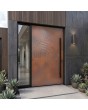 Porte d'entrée à charnières en aluminium avec texture cuivrée en métal fraisé