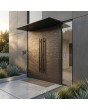 porte d'entrée double en aluminium avec finition métal brossé