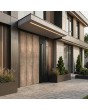 Porte d'entrée à charnières en aluminium avec texture nickel doré en métal fraisé