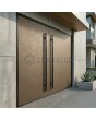 Porte d'entrée double en aluminium brun recouverte de métal liquide