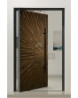 PIVOT M29 - porte pivotante en aluminium avec texture brune de métal fraisé