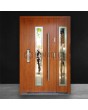 Porte d'entrée en métal doré chêne avec panneau latéral