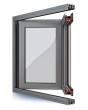 Porte pliante accordéon en verre et aluminium à 4 vantaux