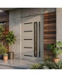 Porte d'entrée moderne en aluminium gris