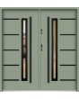 Sta Picard Double Noir - porte d'entrée double en acier inoxydable avec cadre noir autour du verre