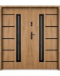 Sta Picard Double Noir - porte d'entrée double en acier inoxydable avec cadre noir autour du verre