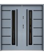 Sta Picard Double Noir - porte d'entrée double en acier inoxydable avec cadre noir autour du verre