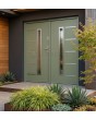 Double porte d'entrée extérieure en acier inoxydable vert