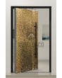 PIVOT B2 - porte pivotante en aluminium recouverte d'une feuille d'acier inoxydable dorée