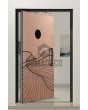 Porte pivotante en aluminium avec texture cuivrée en métal fraisé