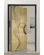 PIVOT M26 - porte pivotante en aluminium avec texture en laiton jaune métallique fraisé