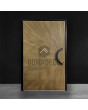 Porte en aluminium à charnières avec texture dorée en métal fraisé