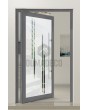 PIVOT Glass S10 - porte pivotante en aluminium dépoli avec décor transparent