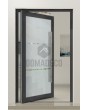 PIVOT Glass S2 - porte pivotante en aluminium dépoli avec deux bandes transparentes