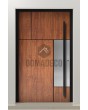 PIVOT V35 - porte d'entrée en aluminium texture bois avec décor inox