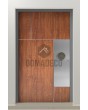 PIVOT V35 - porte d'entrée en aluminium texture bois avec décor inox