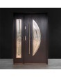 Porte d'entrée en acier Wenge avec panneau latéral