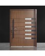 Porte pivotante simple en aluminium doré chêne