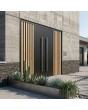 Porte double en aluminium noir avec lames verticales en profilés d'aluminium
