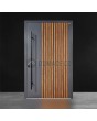 Porte pivotante en aluminium anthracite à lames verticales 