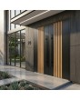 Porte d'entrée double en aluminium noir avec des lames verticales en profilés d'aluminium