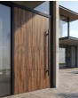 Porte pivotante en aluminium avec stratifié haute pression en noyer