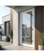 Porte d'entrée en aluminium blanc dépoli avec décor transparent