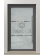 PIVOT Glass S2 - porte pivotante en aluminium dépoli avec deux bandes transparentes