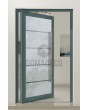 PIVOT Glass S4 - porte pivotante en aluminium dépoli avec quatre bandes transparentes