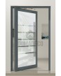 PIVOT Glass S5 - porte pivotante en aluminium dépoli avec cinq bandes transparentes