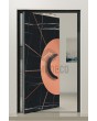 PIVOT Sahara - porte pivotante en aluminium recouverte de quartz fritté Sahara Noir et d'une feuille de cuivre