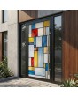 Porte extérieure en aluminium avec vitrail noir