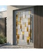 Porte battante extérieure en aluminium avec vitrail argenté