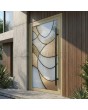 Porte extérieure à charnières en aluminium avec vitrail couleur or champagne