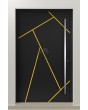 Porte d'entrée pivotante élégante en aluminium anthracite avec rayures