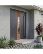 Porte d'entrée en aluminium anthracite avec décor en bois