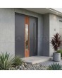Porte d'entrée en aluminium anthracite avec décor bois