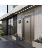Porte d'entrée pivotante en aluminium marron à rayures