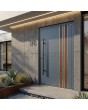 Porte d'entrée en aluminium anthracite avec décor bois