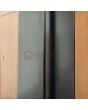 LIM V35 - porte d'entrée en aluminium texture bois avec décor inox