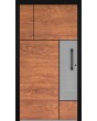LIM V35 - porte d'entrée en aluminium texture bois avec décor inox