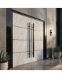 Porte d'entrée double en aluminium recouverte d'un revêtement imitant la pierre blanche