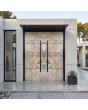 Porte d'entrée double en aluminium avec finition pierre de sable