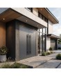 Porte d'extérieur double en aluminium, pré-montée, couleur anthracite, avec nervures