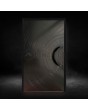 Porte avant à charnières en aluminium noir avec motif fraisé