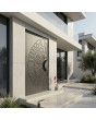 Porte d'entrée à battants en aluminium anthracite avec motif fraisé