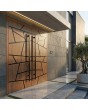 Porte double en aluminium massif couleur chêne doré avec rayures
